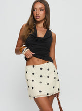 Adelaida Ruffle Mini Skirt Cream Polka