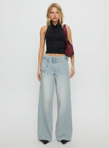Paltrow Mid Rise Wide Leg Cargo Jeans Faded Blue Wash